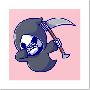 Cute Grim Reaper Dabbing Cartoon Posters and Art